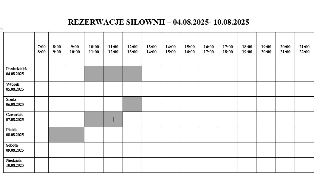 Siłownia – grafik