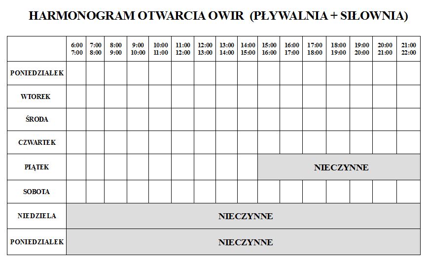 Otwarcie obiektów owir w okresie świątecznym