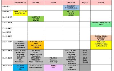 aktualny grafik zajęć fitness na siłowni